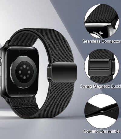 Black Magnetic Nylon Solo Loop Strap