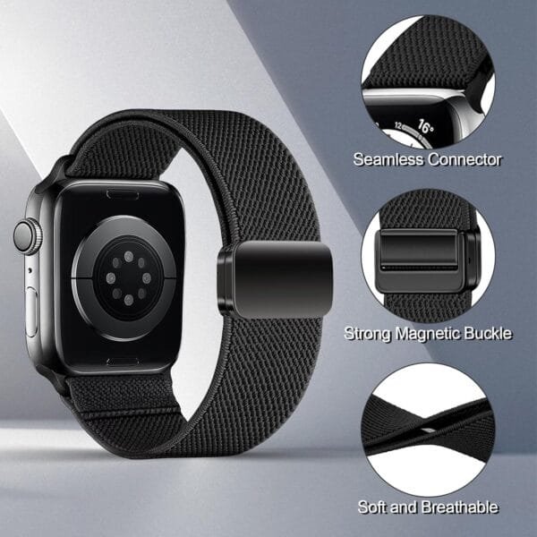 Black Magnetic Nylon Solo Loop Strap