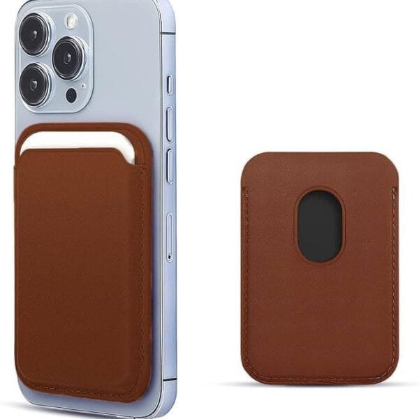 Brown Leather MagSafe Magnetic Card Wallet 2