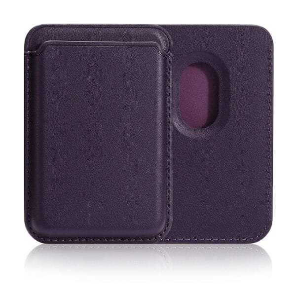 Dark Purple Leather MagSafe Magnetic Card Wallet 2
