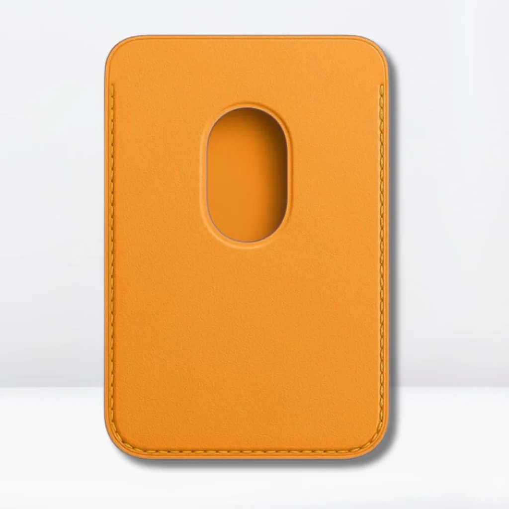 Dark-Yellow Leather MagSafe Magnetic Card Wallet 2