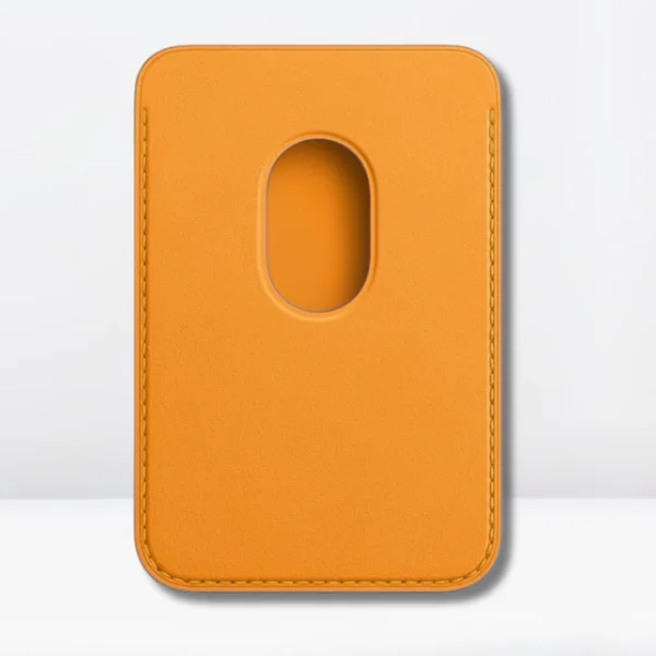 Dark-Yellow Leather MagSafe Magnetic Card Wallet 2