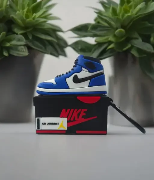 Branded Sneaker Style Silicon Airpod Case Blue Black Image 1