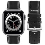 TruOna Black Leather Band for Apple Watch