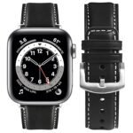 TruOna Black Leather Band for Apple Watch