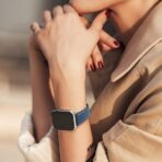TruOna Blue Leather Band for Apple Watch - Image 3